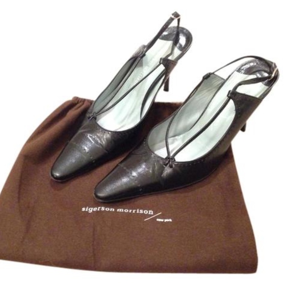 Sigerson Morrison Black Slingback Pumps - Picture 1 of 8